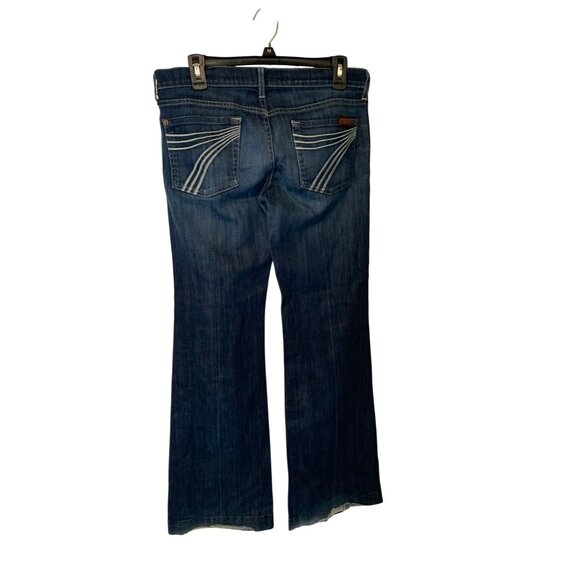 7FAMK Dojo Jeans Womens size 29 Distressed Patch Grunge Flared Low Rise Blue - Picture 4 of 6